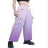 Betusline Girl's High Waist Wide Leg Cargo Pants Y2K Parachute Pants with Pockets and Drawstring, Gradient Purple, 7-8 Years = Tag 140 view 4