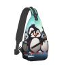 DJUETRUI Sling Bag for Women Men Chest Bag Sling Backpack Five cute penguins Crossbody Bag Fanny Pack Daypack for Travel Hiking view 1