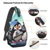 DJUETRUI Sling Bag for Women Men Chest Bag Sling Backpack Five cute penguins Crossbody Bag Fanny Pack Daypack for Travel Hiking view 3