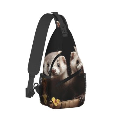 DJUETRUI Sling Bag for Women Men Chest Bag Sling Backpack Ferrets Crossbody Bag Fanny Pack Daypack for Travel Hiking