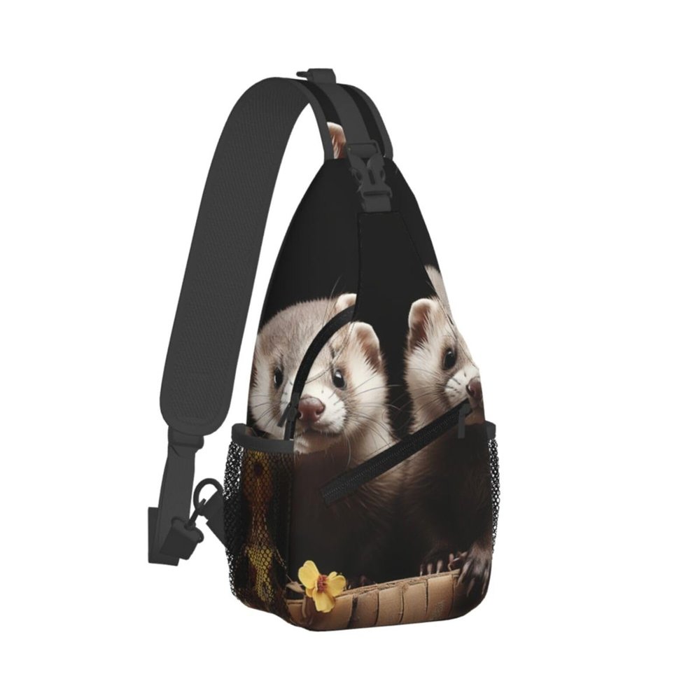 DJUETRUI Sling Bag for Women Men Chest Bag Sling Backpack Ferrets Crossbody Bag Fanny Pack Daypack for Travel Hiking
