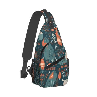 DJUETRUI Sling Bag for Women Men Chest Bag Sling Backpack Scandinavian Animals Crossbody Bag Fanny Pack Daypack for Travel Hiking