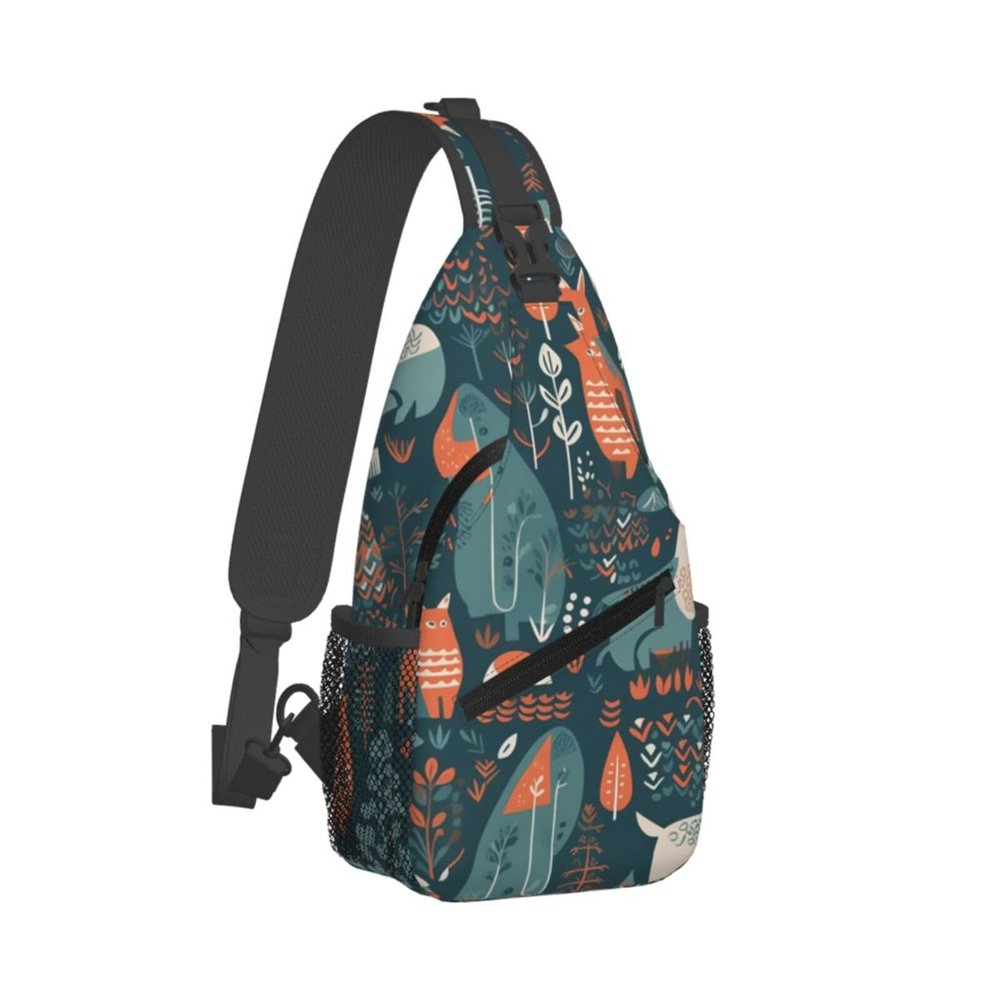 DJUETRUI Sling Bag for Women Men Chest Bag Sling Backpack Scandinavian Animals Crossbody Bag Fanny Pack Daypack for Travel Hiking