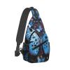 DJUETRUI Sling Bag for Women Men Chest Bag Sling Backpack Blue butterfly Crossbody Bag Fanny Pack Daypack for Travel Hiking view 1