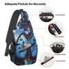 DJUETRUI Sling Bag for Women Men Chest Bag Sling Backpack Blue butterfly Crossbody Bag Fanny Pack Daypack for Travel Hiking view 3
