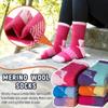 AMENLAN Kids Merino Wool Hiking Socks Boy Girls Winter Thick Boot Cushion Warm Thermal Crew Socks 6 Pairs (Colorful Stripes,4-7 Years) view 2