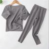 Thermal Underwear for Kids eamless Base Layer Long ohns Set Boys Girls Solid Soft Long Underwear (Grey, 4-5 Years) view 3