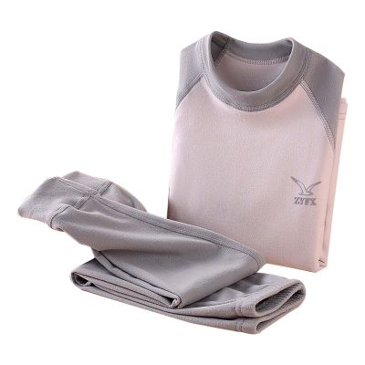 Thermal Underwear for Kids Winter Base Layer Long ohns Sets for Girls Boys Color Block Cotton (Grey, 10-12 Years)