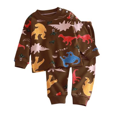 Boys' and Toddler Snug Fit Cotton 2 Piece ajamas Set Long Sleeve Top Pants js Baby Dinosaur (P, 6-7 Years)