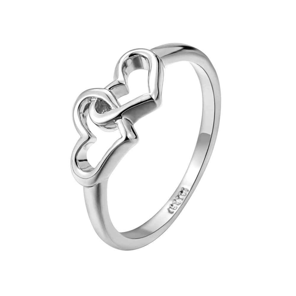 KUAIOUU Knot g Engagement Double Heart Women's Wedding g Women's Jewelry g Heart Shaped Women's g Rose gs(Stainless Steel,10)