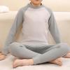 Thermal Underwear for Kids Winter Base Layer Long ohns Sets for Girls Boys Color Block Cotton (Grey, 9-10 Years) view 2