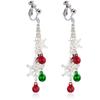 Christmas Clip on Earrings for Women Non Pierced Screw Back Red Green Snowflake Jingle Bell Dangling Holiday Colourful Festival Party Dangle Drop Jewelry view 1
