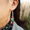 Christmas Clip on Earrings for Women Non Pierced Screw Back Red Green Snowflake Jingle Bell Dangling Holiday Colourful Festival Party Dangle Drop Jewelry view 3