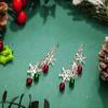 Christmas Clip on Earrings for Women Non Pierced Screw Back Red Green Snowflake Jingle Bell Dangling Holiday Colourful Festival Party Dangle Drop Jewelry view 4