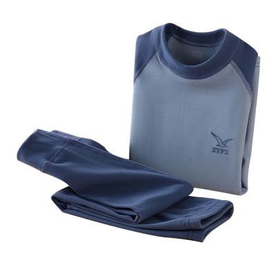 Thermal Underwear for Kids Winter Base Layer Long ohns Sets for Girls Boys Color Block Cotton (Dark Blue, 5-6 Years)