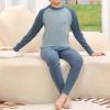 Thermal Underwear for Kids Winter Base Layer Long ohns Sets for Girls Boys Color Block Cotton (Dark Blue, 5-6 Years) view 2