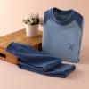 Thermal Underwear for Kids Winter Base Layer Long ohns Sets for Girls Boys Color Block Cotton (Dark Blue, 5-6 Years) view 3