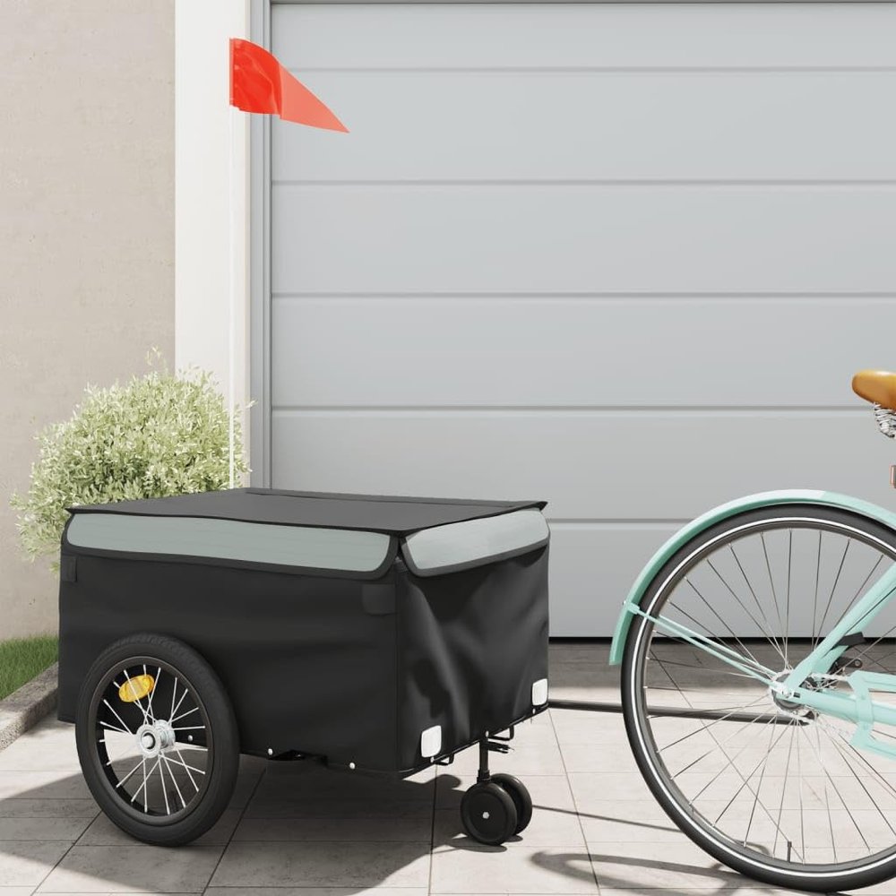 Fregramei Bike Cargo Trailer, Bicycle Cart Bike Wagon Trailer, Bike Luggage Carrier, Loading Bike Storage Cart, Black and Gray, Maximum Load Capacity: 99.2 lb,-439