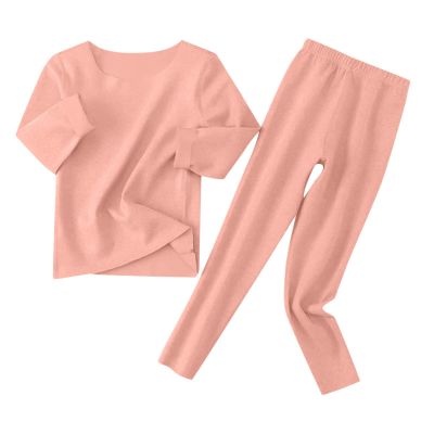 Thermal Underwear for Kids eamless Base Layer Long ohns Set Boys Girls Solid Soft Long (Pink, 18-24 Months)