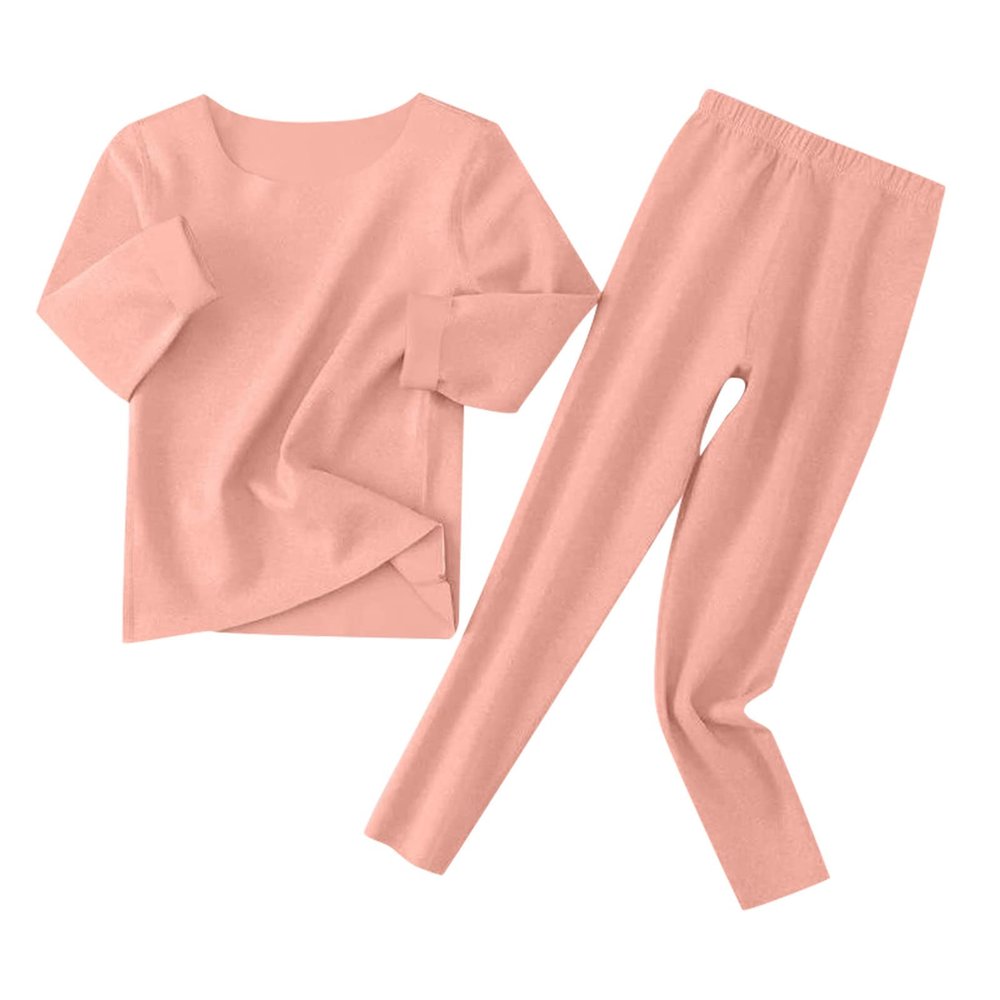 Thermal Underwear for Kids eamless Base Layer Long ohns Set Boys Girls Solid Soft Long (Pink, 18-24 Months)