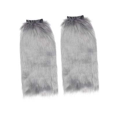 CONGARTENO Faux Fur Leg Warmers for Women and Girls Plush Knee Warmers Grey Soft and Comfortable Winter Accessory for Stylish Footwear