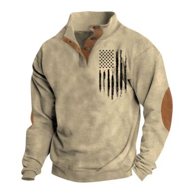AAZJSS Mens Corduroy Henley Sweatshirt - Casual Stand Collar Button Up Shirt