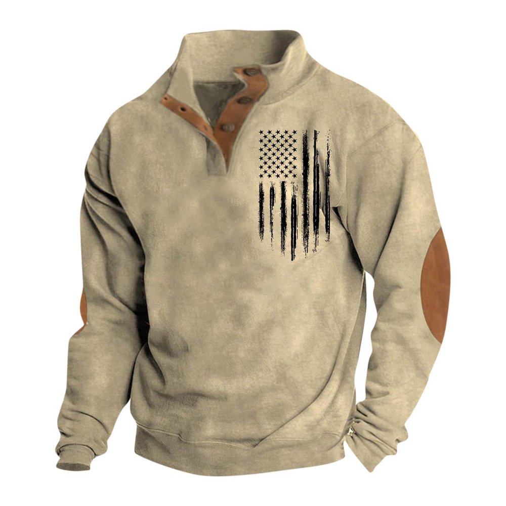 AAZJSS Mens Corduroy Henley Sweatshirt - Casual Stand Collar Button Up Shirt