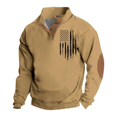 AAZJSS Men's Corduroy Collar Sweatshirt 1/4 Button Up Long Sleeved Pullover Crew Neck Henley Shirt