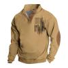 AAZJSS Men's Corduroy Collar Sweatshirt 1/4 Button Up Long Sleeved Pullover Crew Neck Henley Shirt view 1
