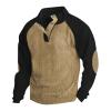 AAZJSS Men's Corduroy Shirt - Lapel Collar Button Up Pullover Mock Neck Crew Neck Sweatshirt Long Sleeve view 1