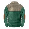 Corduroy Casual Long Sleeve Button Henley Neck Sweatshirt with Stand Collar view 2