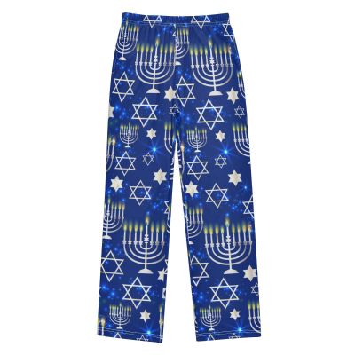 VitVerCosy Happy Hanukkah Pajama Pants Unisex Elastic Waist Lounge Pants Soft Sleepwear Bottoms Pj Pants for 6-14 Years