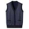 ZYXTIM Mens Sleeveless Sweater Knitted Argyle Vest Vest V-Neck Button Down Lightweight Warm Cozy Cardigan Vest with Pocket(A-Dark Gray,X-Large) view 1