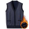 ZYXTIM Mens Sleeveless Sweater Knitted Argyle Vest Vest V-Neck Button Down Lightweight Warm Cozy Cardigan Vest with Pocket(A-Dark Gray,X-Large) view 2