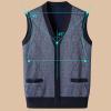 ZYXTIM Mens Sleeveless Sweater Knitted Argyle Vest Vest V-Neck Button Down Lightweight Warm Cozy Cardigan Vest with Pocket(A-Dark Gray,X-Large) view 3