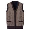 ZYXTIM Mens Sleeveless Sweater Knitted Argyle Vest Vest V-Neck Button Down Lightweight Warm Cozy Cardigan Vest with Pocket(A-Coffee,XX-Large) view 1