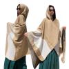 Dsgzkk Bohemian Hooded Poncho Cape Shawl Wrap for Women Winter Autumn Warm Knitted Blanket Open Front Sweater Coat Cardigan view 2