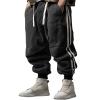 Abborora Mens Casual Sports Pants Athletic Running Sweatpants Hip Hop Trousers Side Stripes Sweatpant (XX-Large,Black) view 1