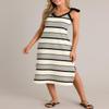 BLENCOT Womens Summer Sleeveless Casual Boho Spring Cute Knit Easter Dress Beach Striped Slim Fit Split Maxi Vacation Sundress White X-Large view 2