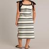 BLENCOT Womens Summer Sleeveless Casual Boho Spring Cute Knit Easter Dress Beach Striped Slim Fit Split Maxi Vacation Sundress White X-Large view 3