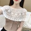 Dsgzkk Lace Crochet Shawl For Women Crochet Cape Lace Cloaks Shawl Bridal Shawl Wrap Capelet Lace Cape Bridesmaid view 2