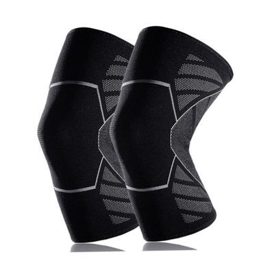 SOESFOUFU 1pc Sports Knee Pads Non- Silicone Strips Breathable Protective Sleeve for Basketball Football Hiking Silver Grey