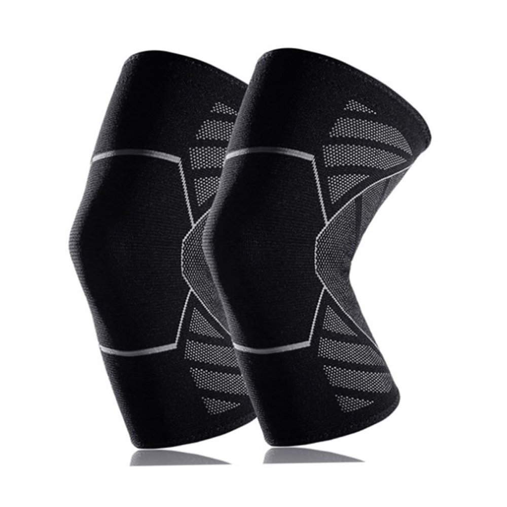 SOESFOUFU 1pc Sports Knee Pads Non- Silicone Strips Breathable Protective Sleeve for Basketball Football Hiking Silver Grey