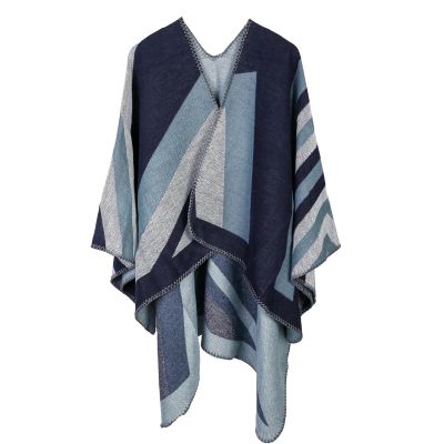 Dsgzkk Shawl,Women Open Front Poncho Cape Irregular Striped Shawl Wrap Thicken Warm Oversize Cardigan Sweater Scarf