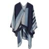 Dsgzkk Shawl,Women Open Front Poncho Cape Irregular Striped Shawl Wrap Thicken Warm Oversize Cardigan Sweater Scarf