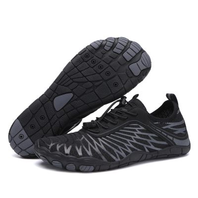 EWUHA Barefoot Shoes Womens Mens Footwear for Walking Hiking with Wide Toe Box,Healthy & Non-Slip,Breathable Barefoot Vitality Water Shoes for Beach Pool Swim Outdoor (Unisex) Black
