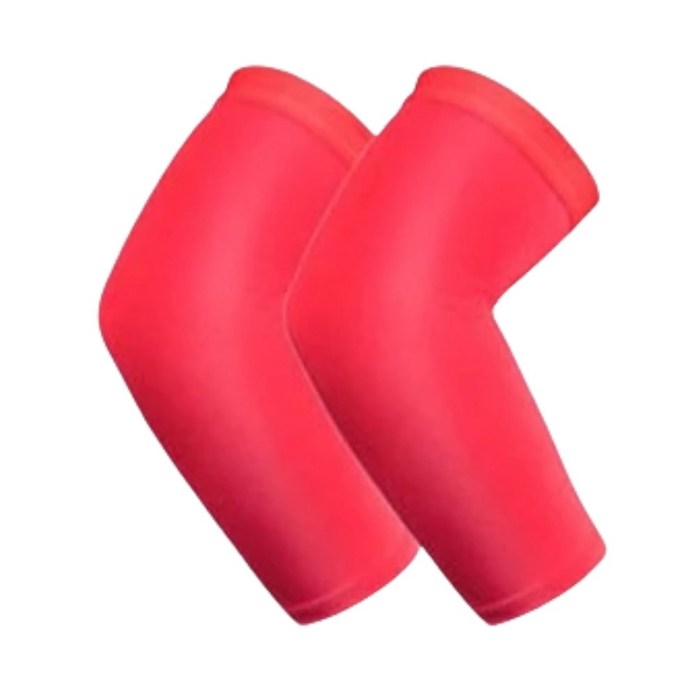 Mcolics Compression Cooling Arm Sleeve UV Sun Protection Elbow Shooter Sleeves For Men Women Cycling Basketball Running Golf (Red,Large)