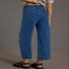 Astylish Womens High Rise Solid Wide Leg Denim Pants Cropped Straight Leg Jeans Dark Blue view 3