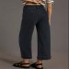 Astylish Womens High Waisted Straight Leg Jeans Cropped Wide Leg Denim Pants Black view 2