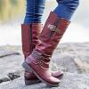 Ankle Boots For Women With Heel Beige Mid-calf Combat Military Winter Boot for Women Side Zipper Low Heel Motorcycle Riding Biker Boots Western Dress Ankle Booties 2024 view 2